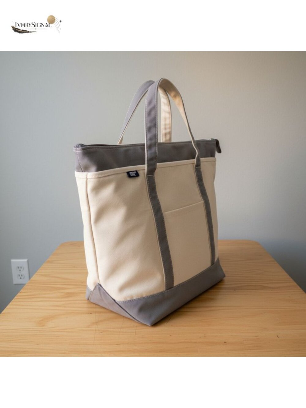 Canvas Zip Travel Tote Long Handle Structured Cotton Utility Bag